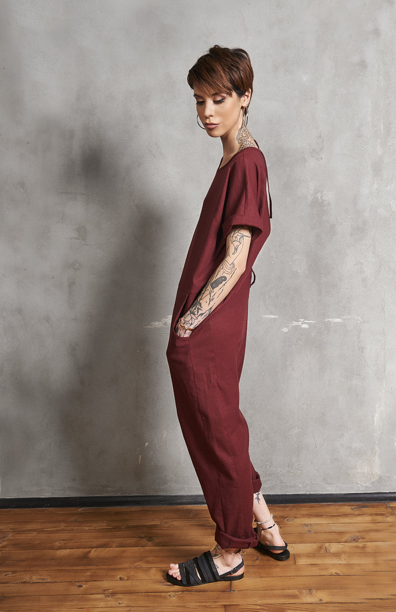 Linen Jumpsuit |EMER| Red